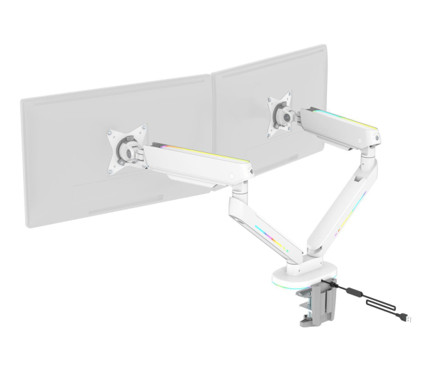 Deltaco Podwójny uchwyt GAM-135-W RGB - Biały - 1115379 - zdjęcie 2